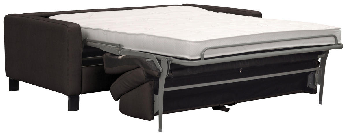 CANAPEA EXTENSIBILĂ textil, piele maro închis  - maro închis/negru, Konventionell, metal/textil (190/87/100cm) - Celina Home