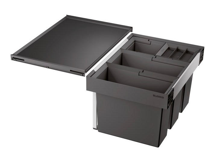 ABFALLSAMMLER 42 L  - Edelstahlfarben/Anthrazit, Basics, Kunststoff/Metall (56,8/37,1/40cm) - Blanco