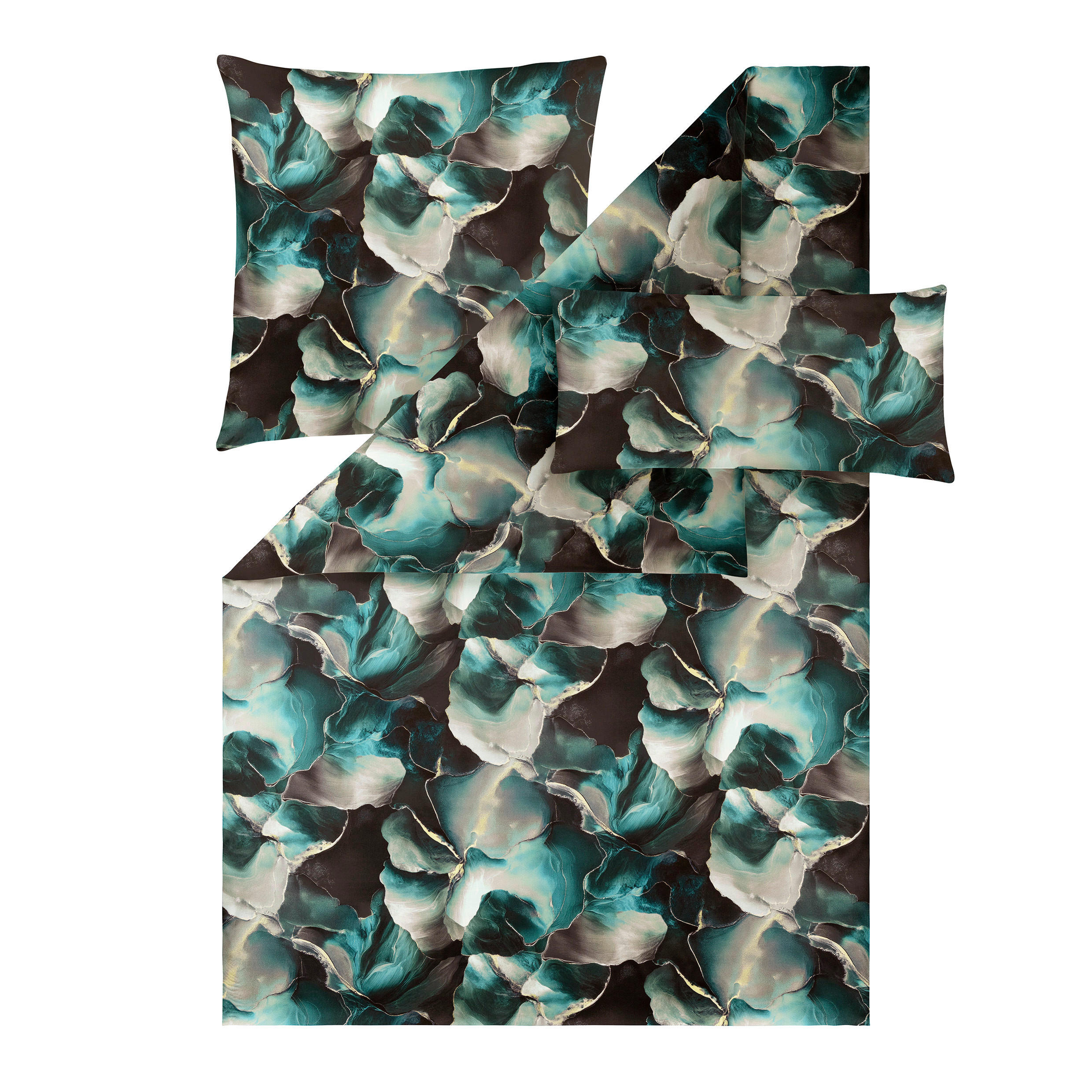 BETTWÄSCHE 3-teilig Atelier Makosatin 155/220 cm  - Dunkelblau, Design, Textil (155/220cm) - Estella