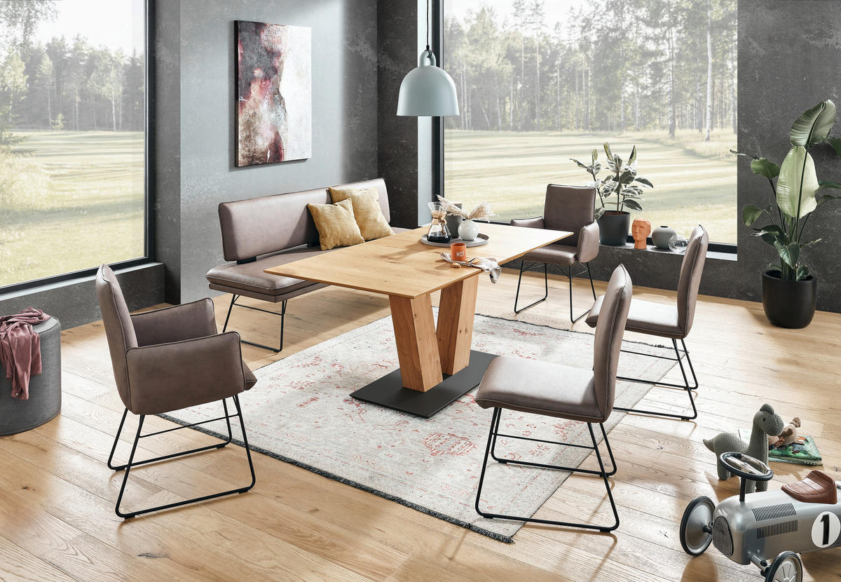 SITZBANK in Metall, Textil Braun, Schwarz  - Schwarz/Braun, Design, Textil/Metall (195/91/65cm) - Dieter Knoll