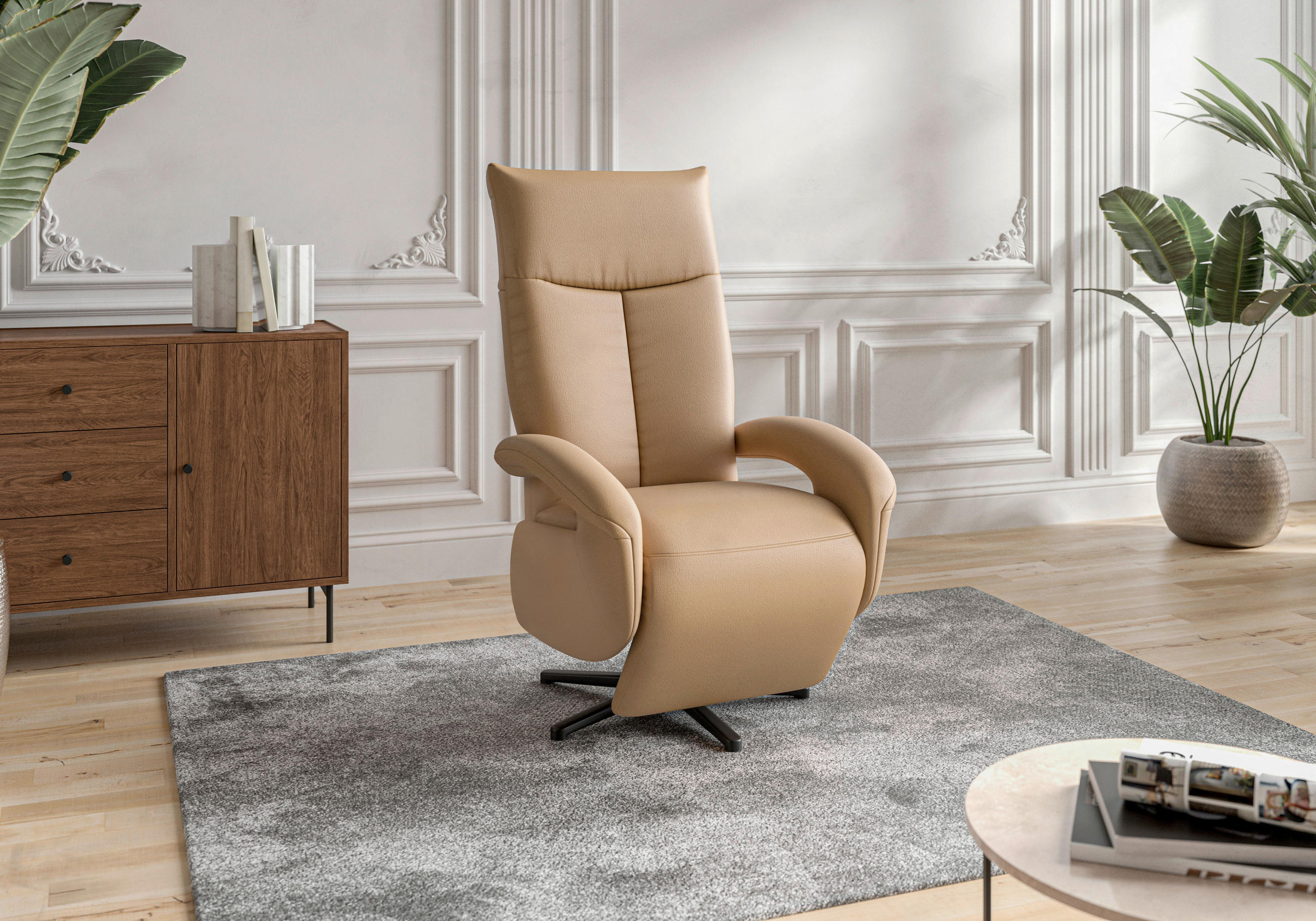 SESSEL in Echtleder Cappuccino  - Schwarz/Cappuccino, Konventionell, Leder/Metall (74/112/82cm) - Sit & More