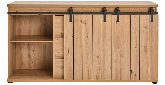 SIDEBOARD in 160/86/40 cm - Eichefarben/Schwarz, LIFESTYLE, Holzwerkstoff/Kunststoff (160/86/40cm) - Landscape
