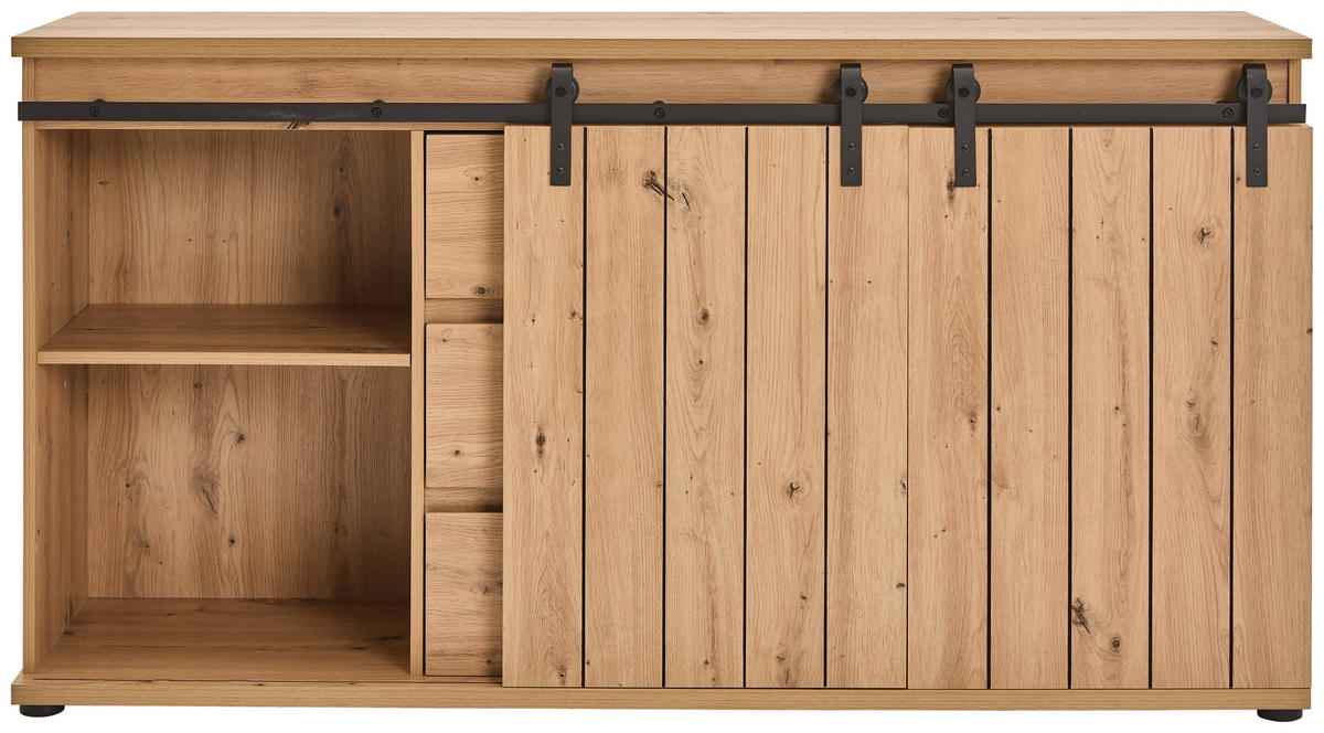SIDEBOARD 160/86/40 cm  in Schwarz, Eichefarben  - Eichefarben/Schwarz, Lifestyle, Holzwerkstoff/Kunststoff (160/86/40cm) - Landscape