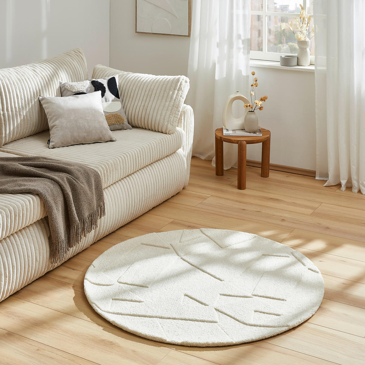 WOLLTEPPICH 120 cm Weiß  - Weiß, Design, Textil (120cm) - Linea Natura