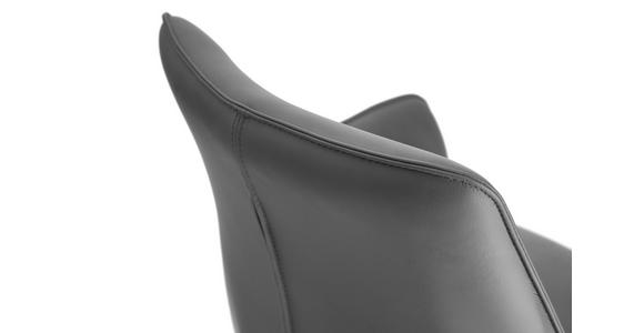 ARMLEHNSTUHL  Sitzfläche 360° drehbar, inklusive Armlehnen, automatische Rückholfunktion  Echtleder  - Schwarz, Design, Leder/Metall (59/87/62cm) - Novel