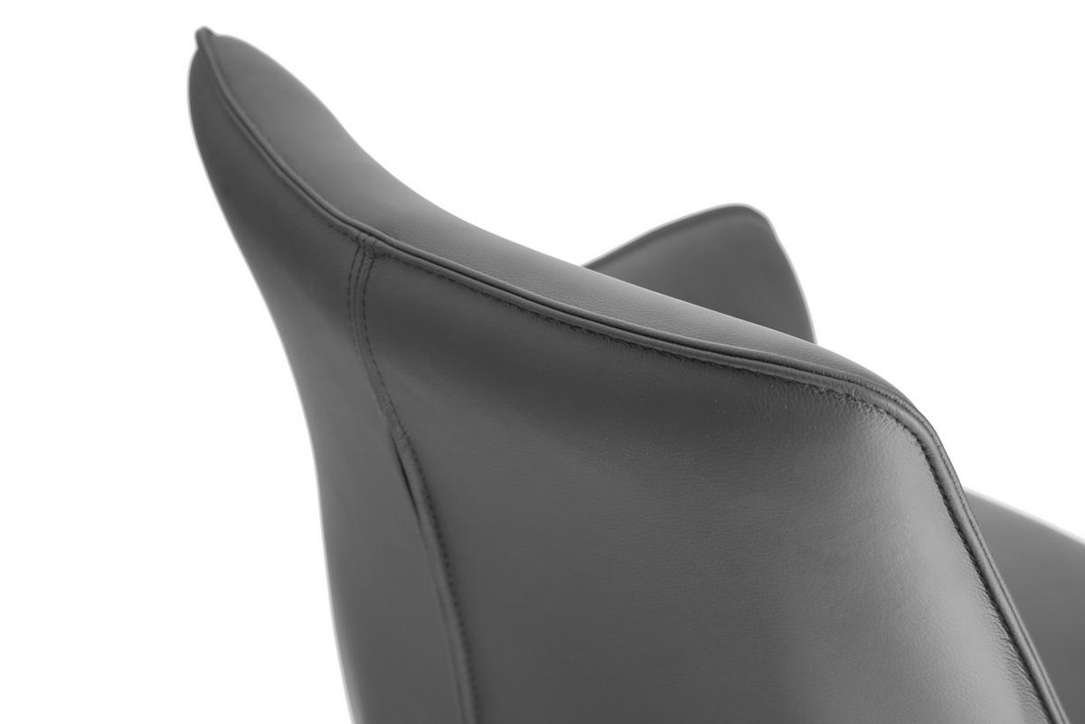 ARMLEHNSTUHL  Sitzfläche 360° drehbar, inklusive Armlehnen, automatische Rückholfunktion  Echtleder  - Schwarz, Design, Leder/Metall (59/87/62cm) - Novel