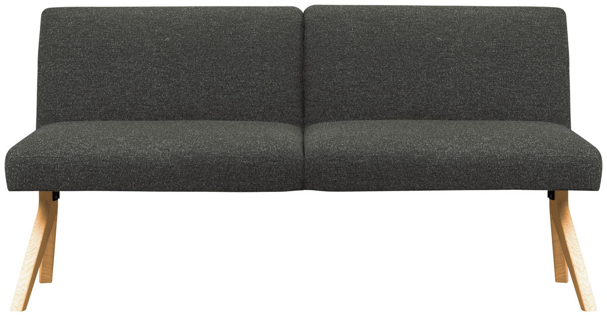 SITZBANK 160/85/69 cm Webstoff Dunkelgrau Eiche vollmassiv  - Eichefarben/Dunkelgrau, KONVENTIONELL, Holz/Textil (160/85/69cm) - Linea Natura