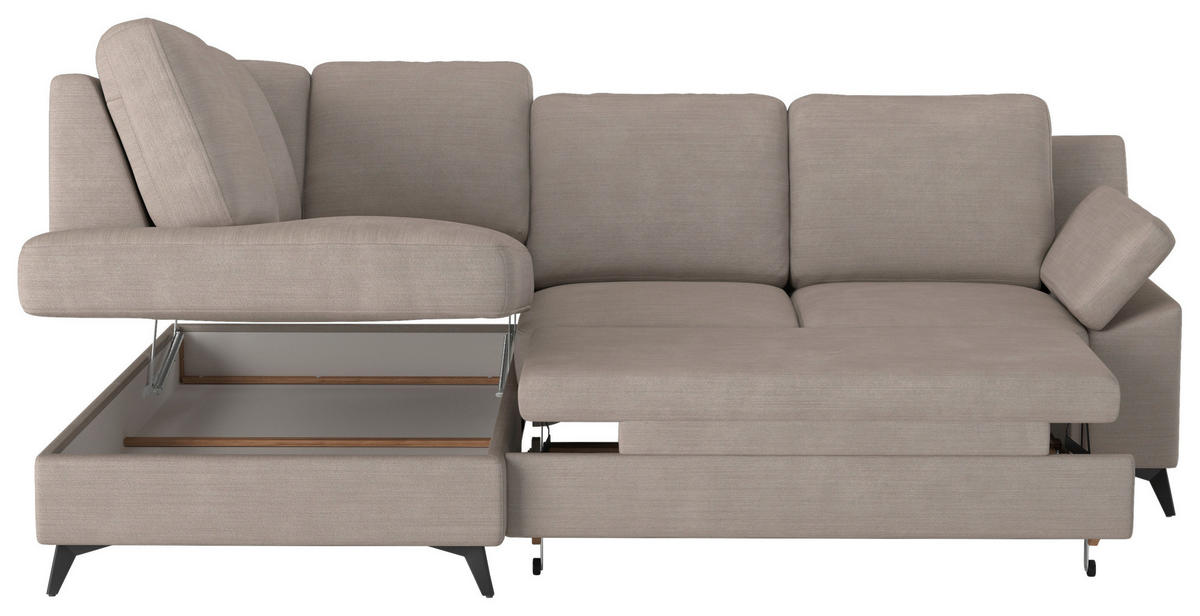 ECKSOFA in Flachgewebe Beige  - Beige/Schwarz, Konventionell, Textil/Metall (170/242cm) - Cotta