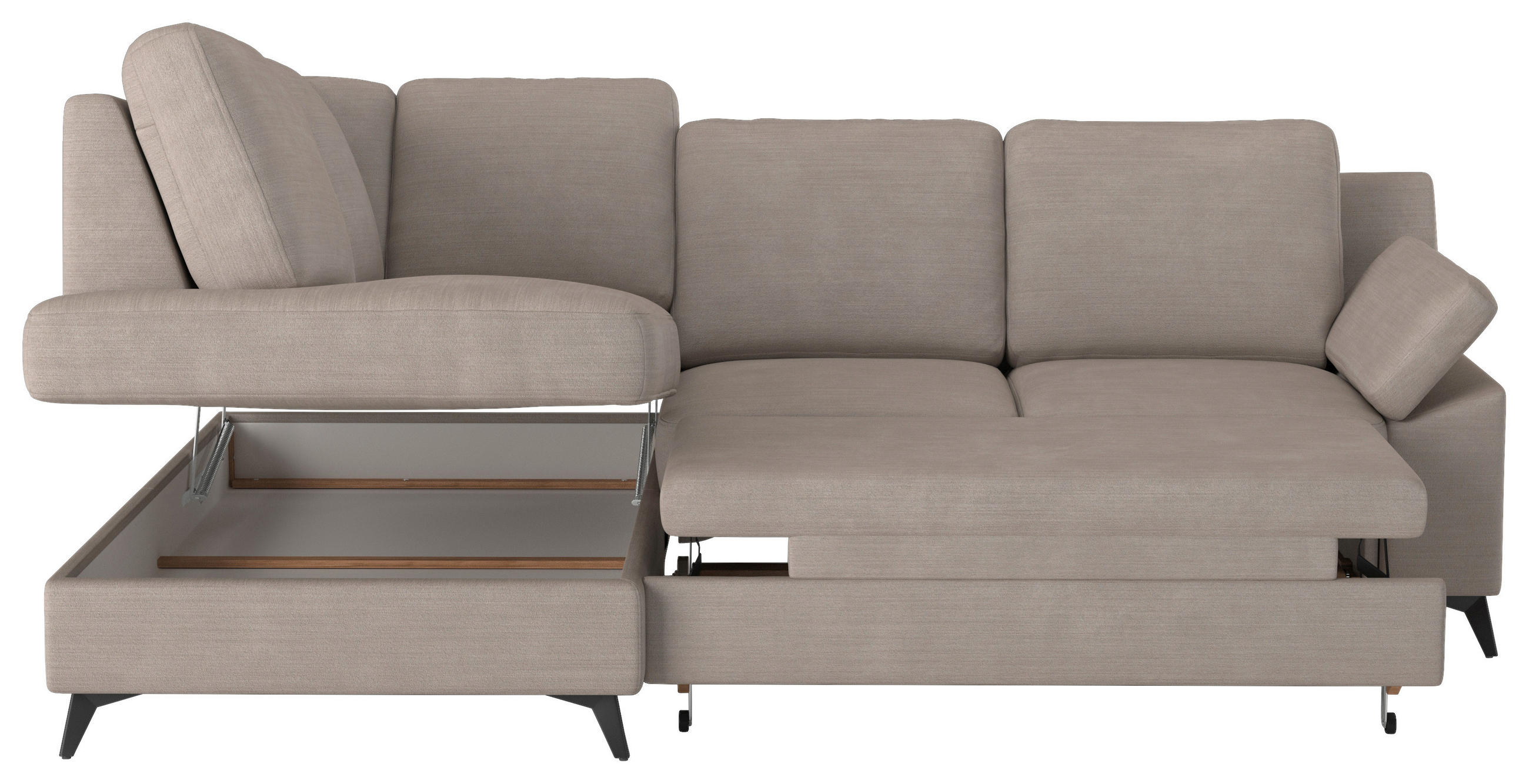 Thumbnail - Cotta Ecksofa, Beige, Textil, 4-Sitzer, Ottomane links, L-Form, 242x170 cm, Stoffauswahl, Rücken echt, Armteil rechts, W...