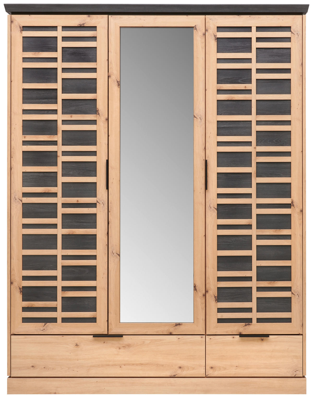 KLEIDERSCHRANK 152,7/195,2/60,2 cm 3-türig Eiche Artisan  - Schwarz/Eiche Artisan, LIFESTYLE, Holzwerkstoff/Metall (152,7/195,2/60,2cm) - Xora
