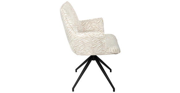 ARMLEHNSTUHL in Eisen Jacquard - Beige/Schwarz, Design, Textil/Metall (59/89,5/63cm) - Novel