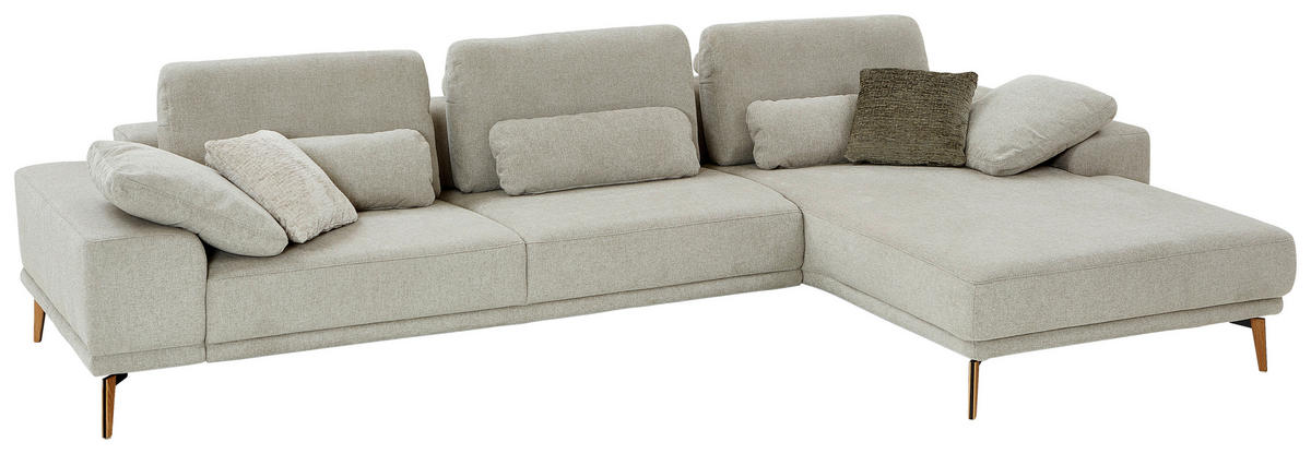 HÖRNSOFFA i flatväv ecru  - skogsek/ecru, Design, metall/trä (334/193cm) - Beldomo Comfort