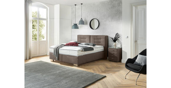 BOXSPRINGBETT 200/200 cm in Braun - Chromfarben/Braun, KONVENTIONELL, Textil (200/200cm) - Dieter Knoll