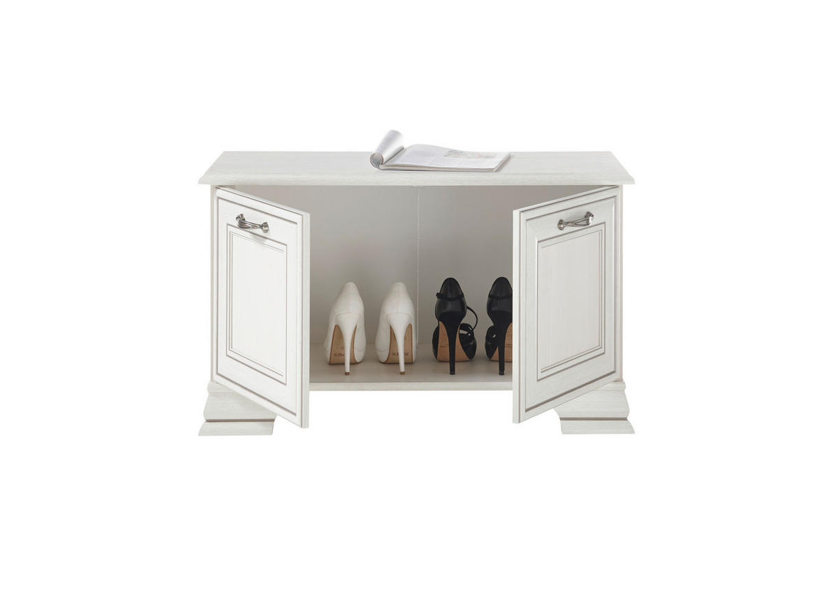 LAVICA DO PREDSIENE, 84/51/37 cm - biela/strieborná, Lifestyle, kov/kompozitné drevo (84/51/37cm) - Xora