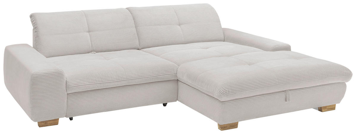 ECKSOFA Hellgrau Cord  - Eichefarben/Hellgrau, Design, Holz/Textil (276/198cm) - SetOne by Musterring