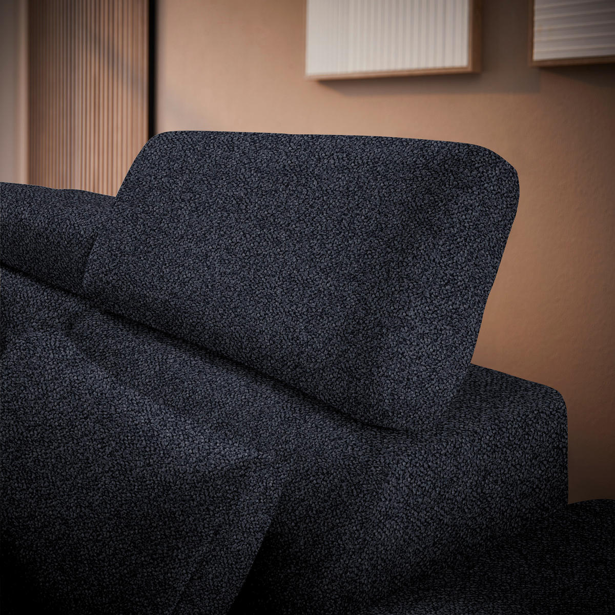 ECKSOFA in Velours Anthrazit  264/299 cm  - Anthrazit/Schwarz, Design, Textil/Metall (264/299cm) - Novel