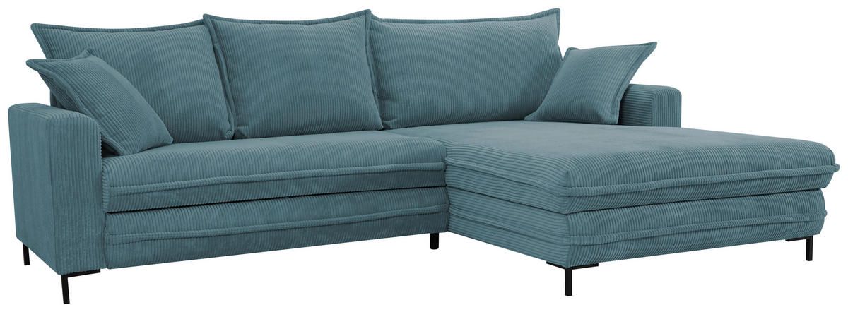ECKSOFA Blau  - Blau/Hellgrau, Design, Textil/Metall (272/174cm) - MID.YOU