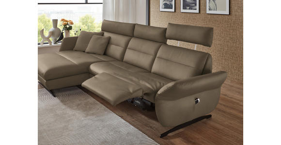 ECKSOFA in Echtleder Hellbraun 169/298 cm - Hellbraun/Schwarz, Design, Leder/Metall (169/298cm) - Dieter Knoll