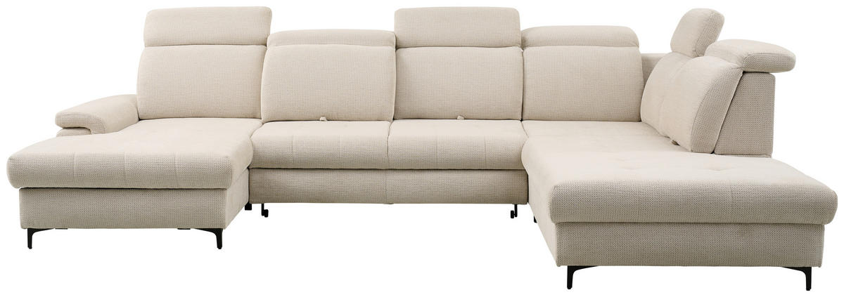 WOHNLANDSCHAFT in Struktur Beige  - Beige, Design, Textil/Metall (190/364/270cm) - Stylife