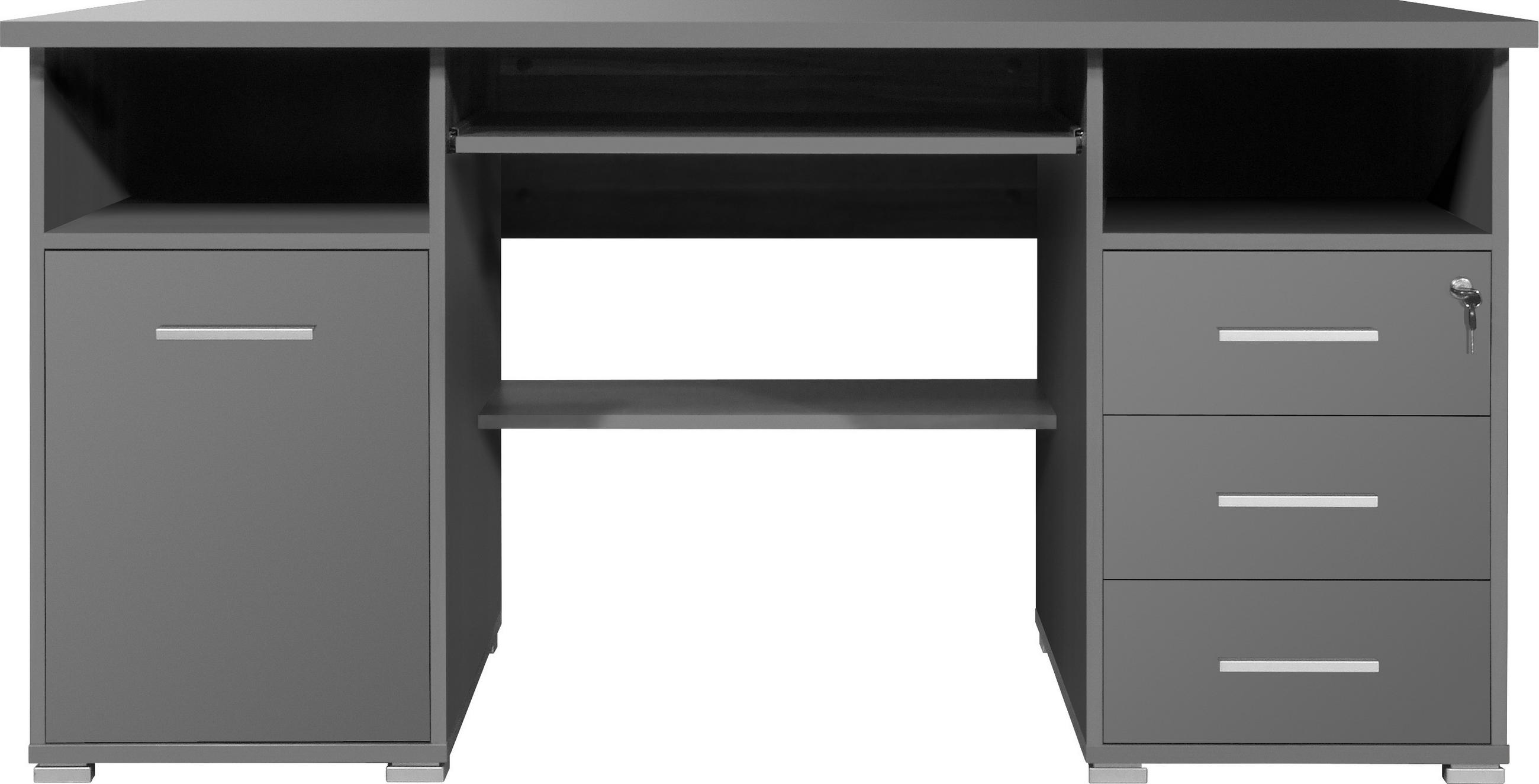 SCHREIBTISCH 145/70/75 cm  in Anthrazit  - Anthrazit/Alufarben, Design, Holzwerkstoff/Metall (145/70/75cm) - Germania