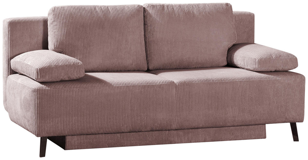 SCHLAFSOFA in Cord Rosa  - Schwarz/Rosa, Modern, Textil/Metall (197/92/88cm) - Novel