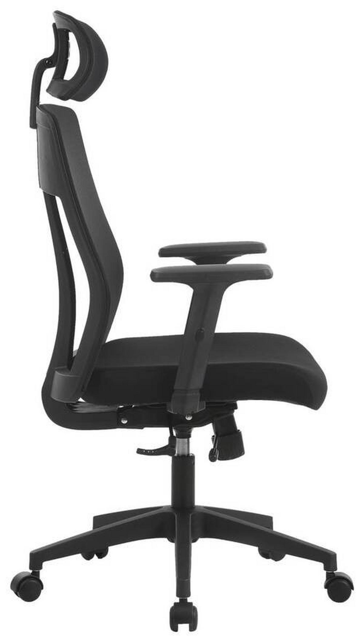 SCAUN ROTATIV  plasă tensionată, țesătură negru  - negru, Konventionell, plastic/textil (66/117-125/66cm) - Novel