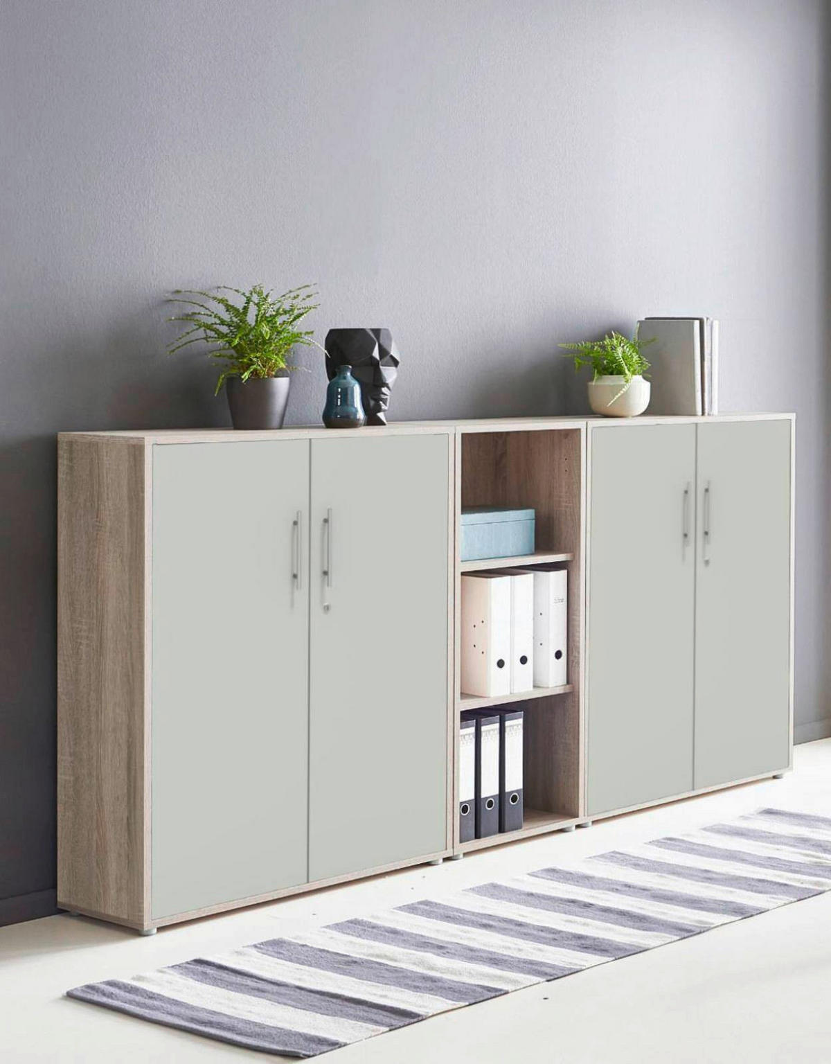 AKTENSCHRANK Sonoma Eiche, Hellgrau  - Hellgrau/Sonoma Eiche, MODERN, Holzwerkstoff (212,9/113,6/33cm) - MID.YOU