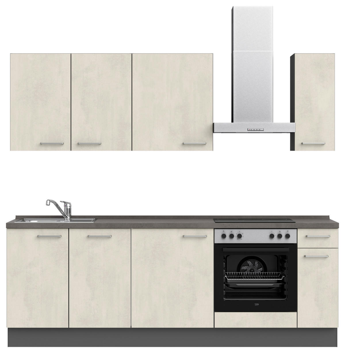Bucătărie Fără Electrocasnice  - ardeziu/alb, Modern, metal/material pe bază de lemn (240cm) - Nobilia