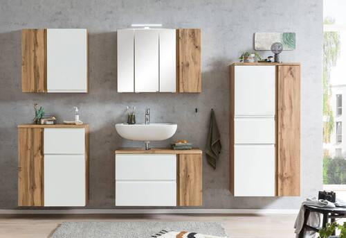 MIDISCHRANK 65/130/35 cm  - Weiss/Eiche Wotan, Modern, Holzwerkstoff/Kunststoff (65/130/35cm) - Held