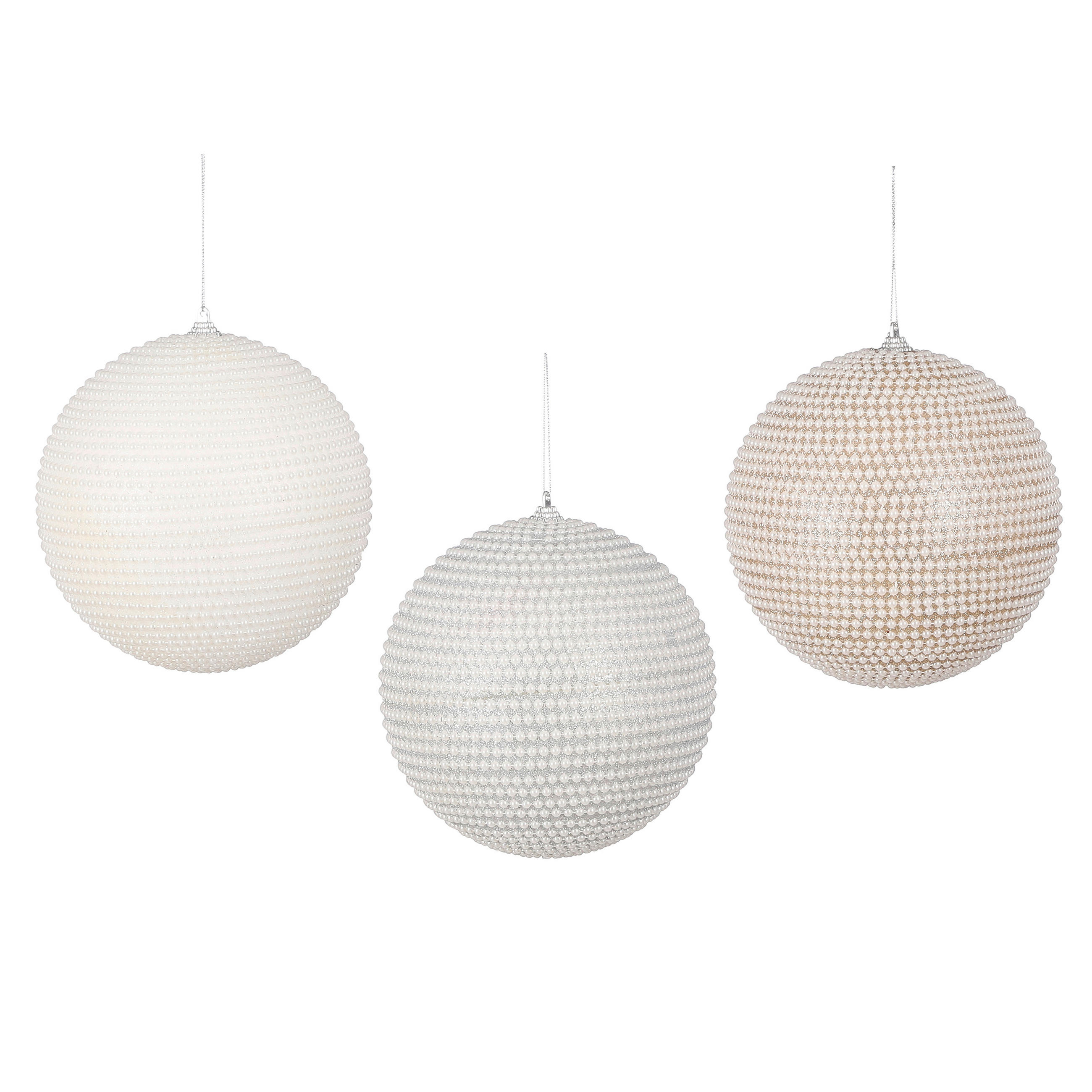 KROGLICA ZA BOŽIČNO JELKO - bela/bež, Basics, umetna masa (15/15cm) - X-Mas