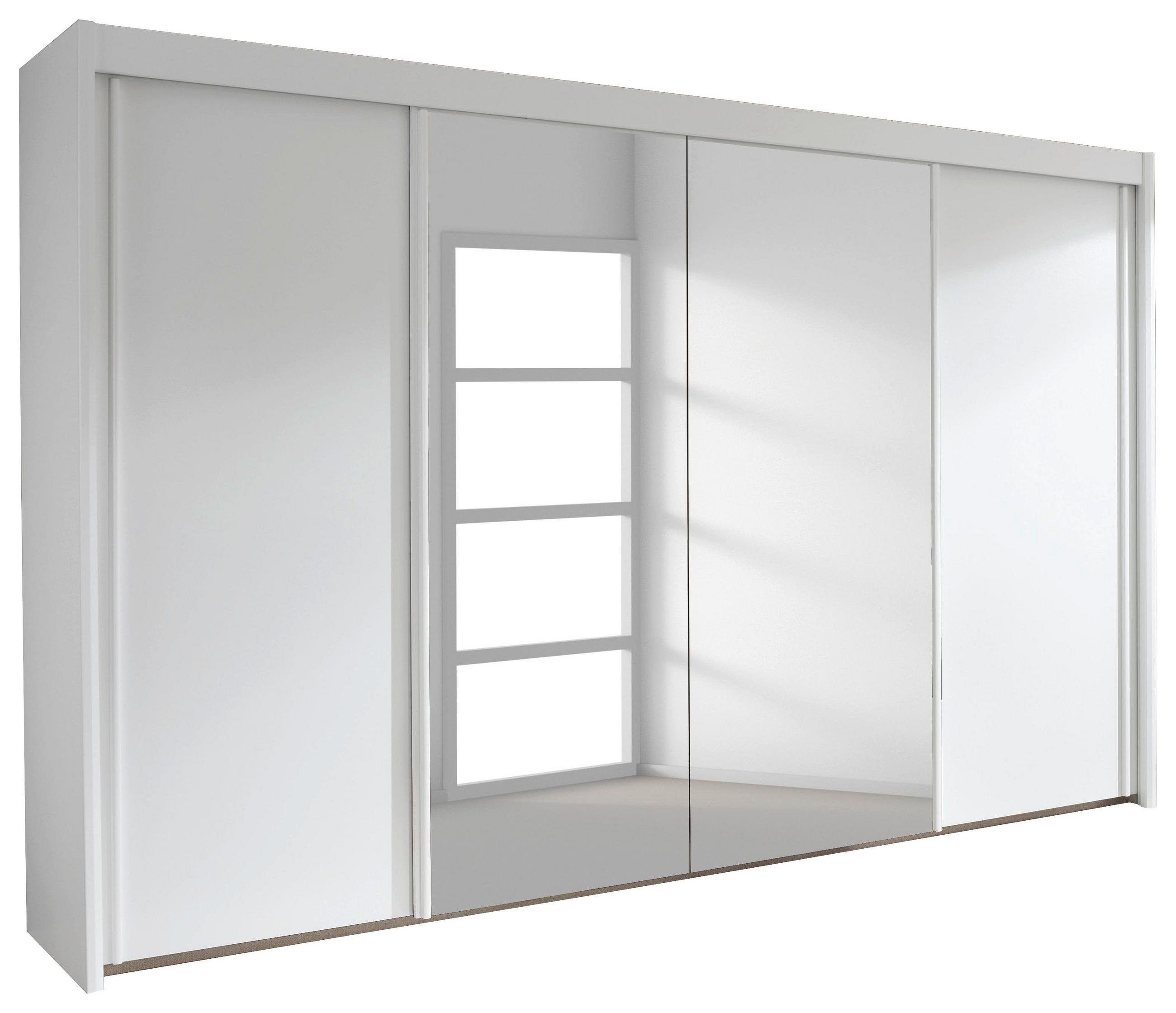 SCHWEBETÜRENSCHRANK 4-türig Weiß - Weiß, Basics, Glas/Holzwerkstoff (320/235/65cm) - Cantus