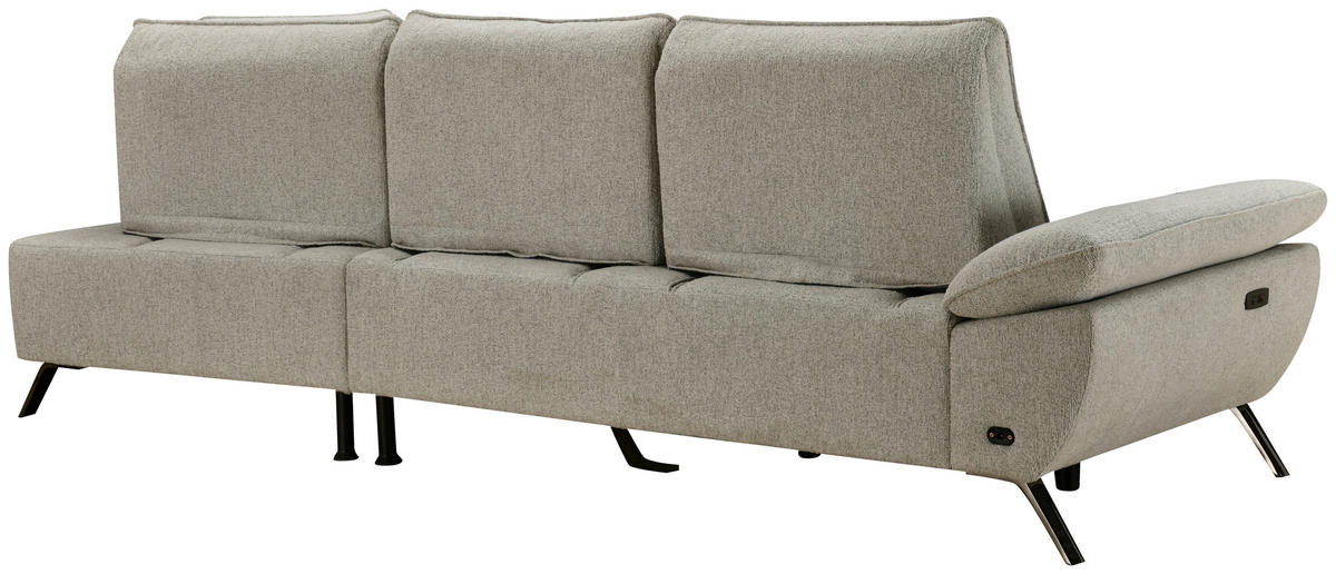 ECKSOFA Beige Webstoff  - Beige/Schwarz, MODERN, Textil/Metall (290/161cm) - Livetastic