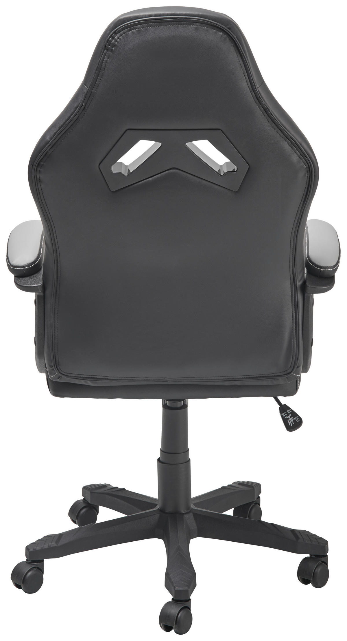 GAMINGSTUHL  in Lederlook, Mikrofaser Grau, Schwarz  - Schwarz/Grau, Lifestyle, Kunststoff/Textil (64,5/112-122/69cm) - Livetastic