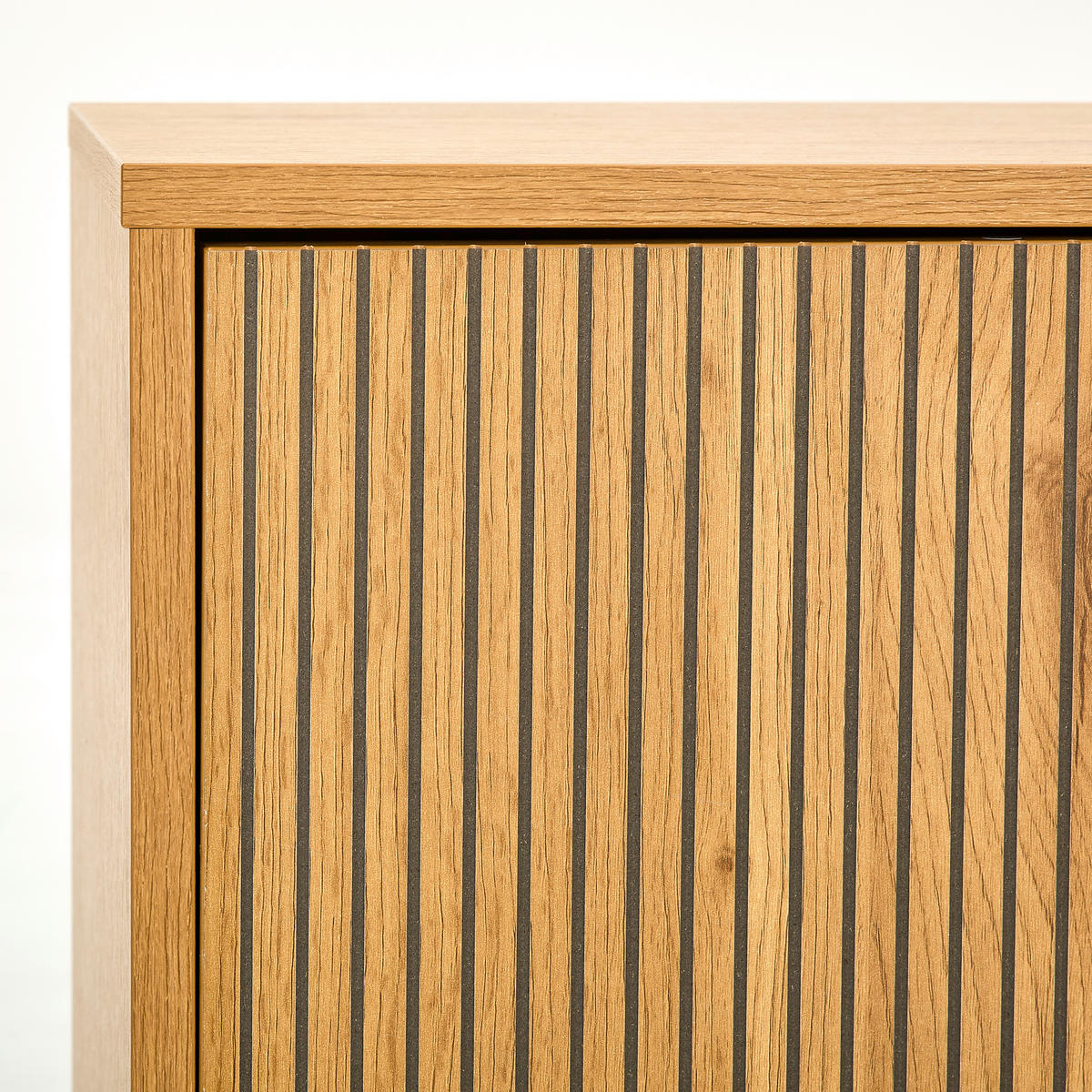KOMODA S VRATIMA - boja hrasta/crna, Dizajnerski, metal/pločasti materijal (150/75/40cm) - Carryhome