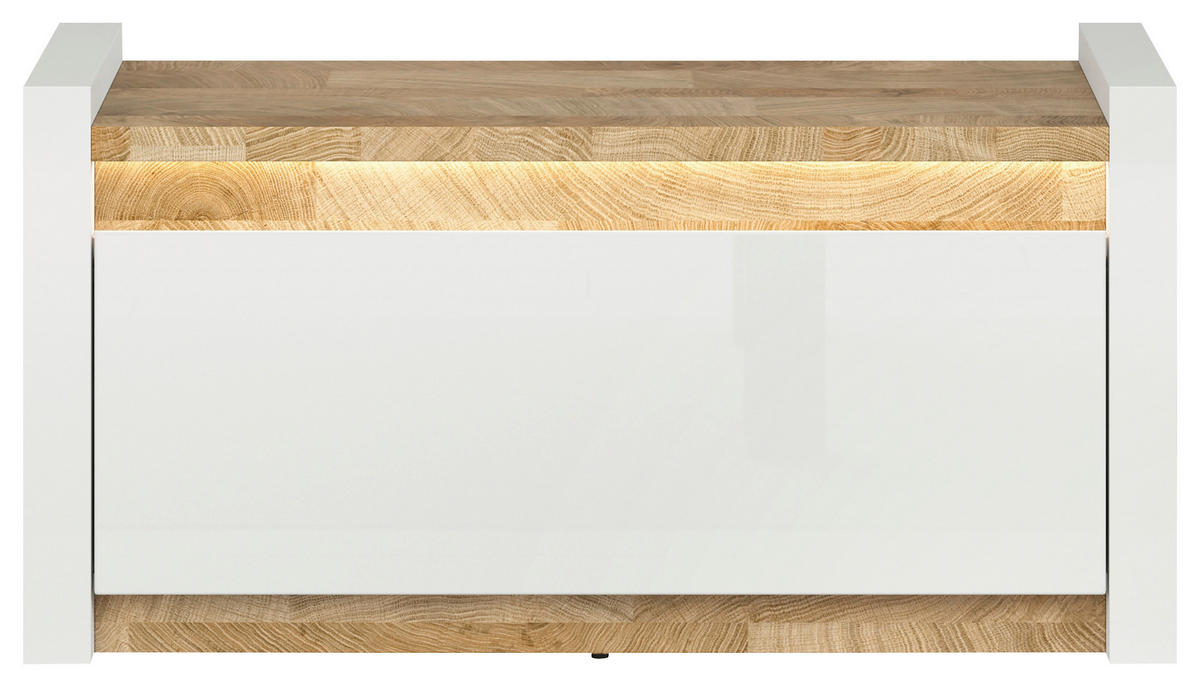 GARDEROBNA KLOP bela, barve hrasta - črna/barve hrasta, Basics, umetna masa/leseni material (84/63/45cm) - Livetastic