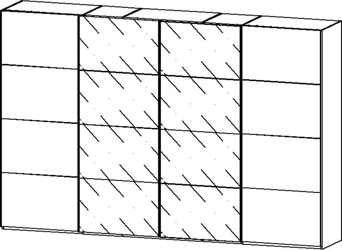 SCHWEBETÜRENSCHRANK 361/235/68 cm 4-türig  - Chromfarben, KONVENTIONELL, Glas/Holzwerkstoff (361/235/68cm) - Novel