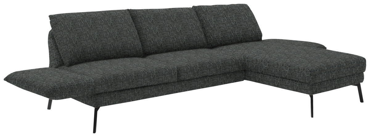 ECKSOFA in Flachgewebe Anthrazit  277/175 cm  - Anthrazit/Schwarz, Design, Textil/Metall (277/175cm) - Schöner Wohnen