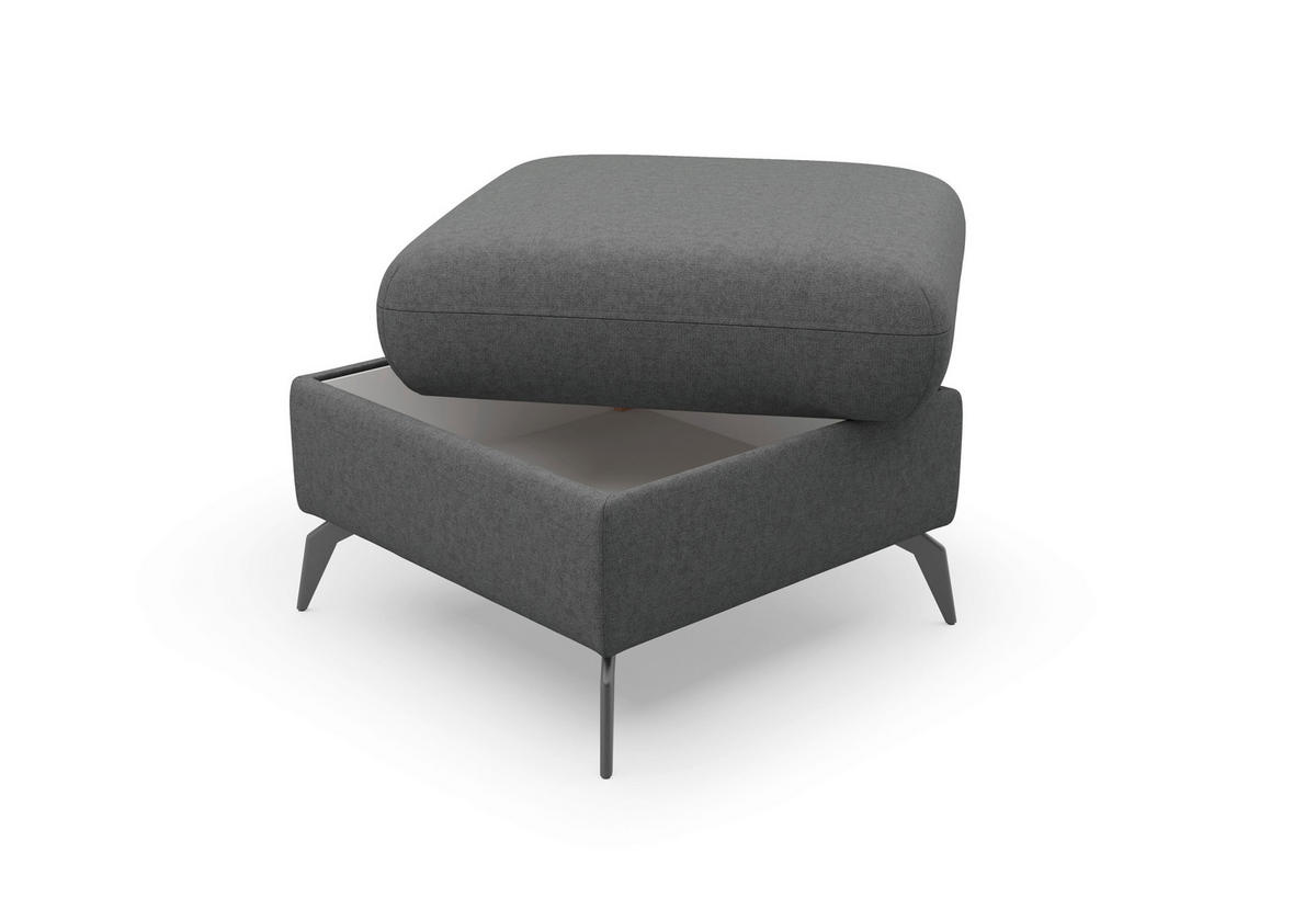 HOCKER Flachgewebe Dunkelgrau  - Dunkelgrau/Schwarz, KONVENTIONELL, Textil/Metall (58/50/58cm) - Sit & More