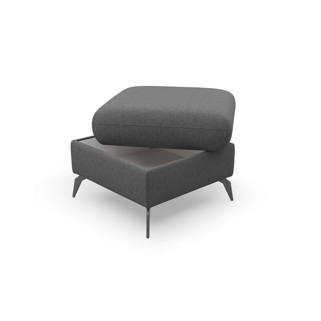 Thumbnail - Sit & More Hocker Rochelle E, Dunkelgrau, Textil, quadratisch, 58x50x58 cm, Goldenes M, Oeko-Tex® Standard 100, Made in ...