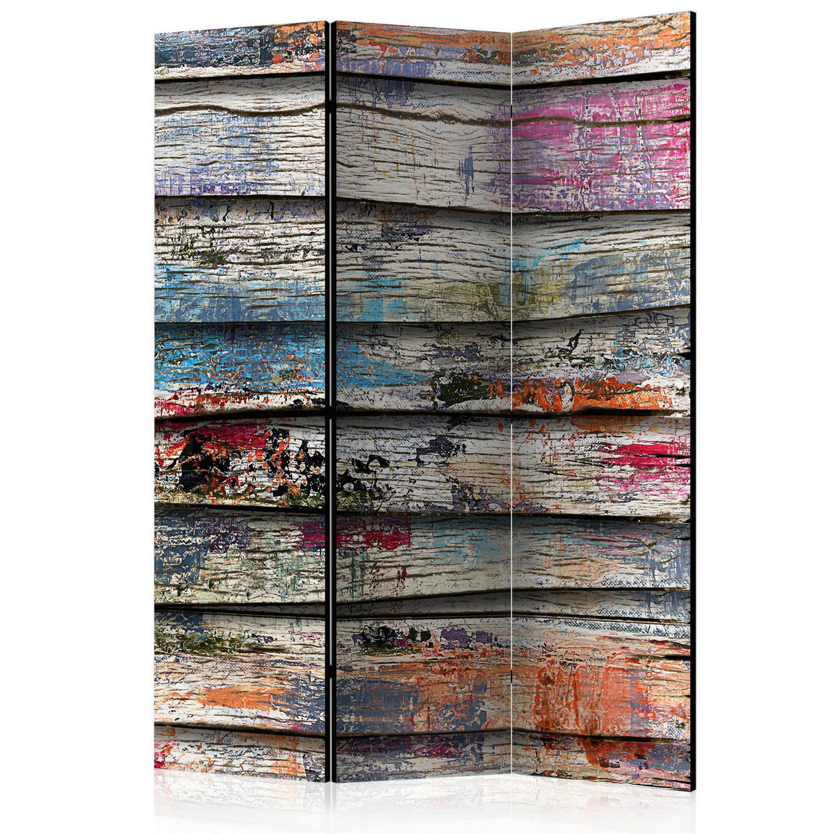 PARAVENT mit 3  Flügel - Multicolor, Basics, Holz/Textil (135/172/3cm) - artgeist