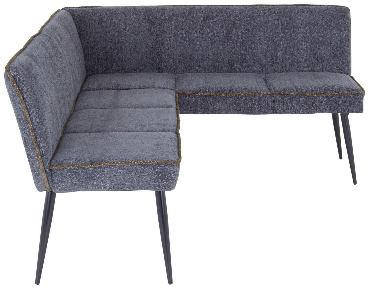BANC D'ANGLE in Metall, Textil Grün, Hellgrau  - Hellgrau/Schwarz, Modern, Textil/Metall (194/154cm) - MID.YOU