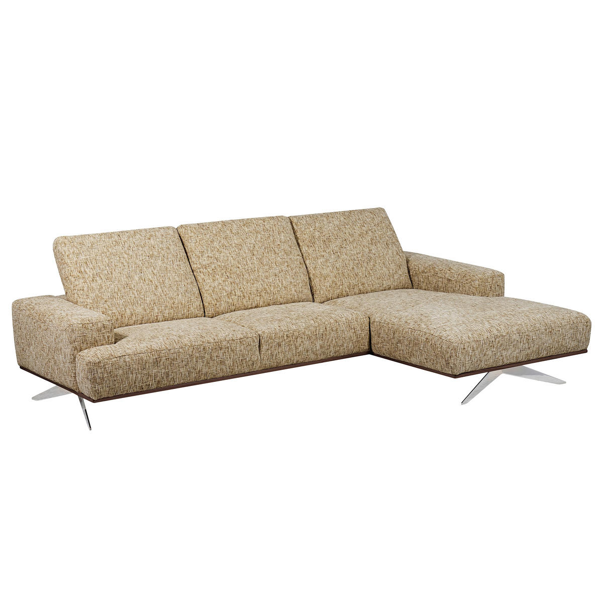 ECKSOFA Struktur Hellbraun  - Chromfarben/Hellbraun, Design, Holz/Textil (295/187cm) - Livetastic