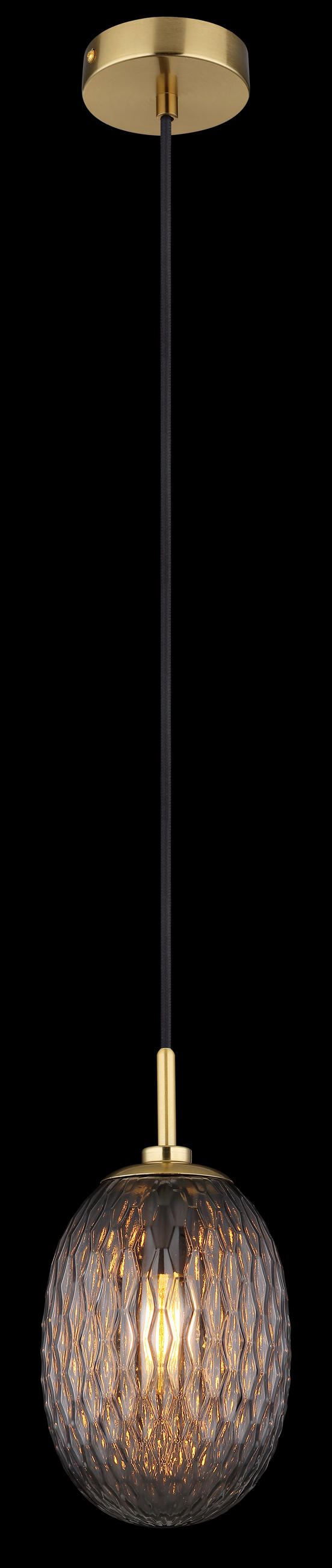 HÄNGELEUCHTE 15/120 cm    - Goldfarben/Schwarz, Basics, Glas/Textil (15/120cm) - Globo