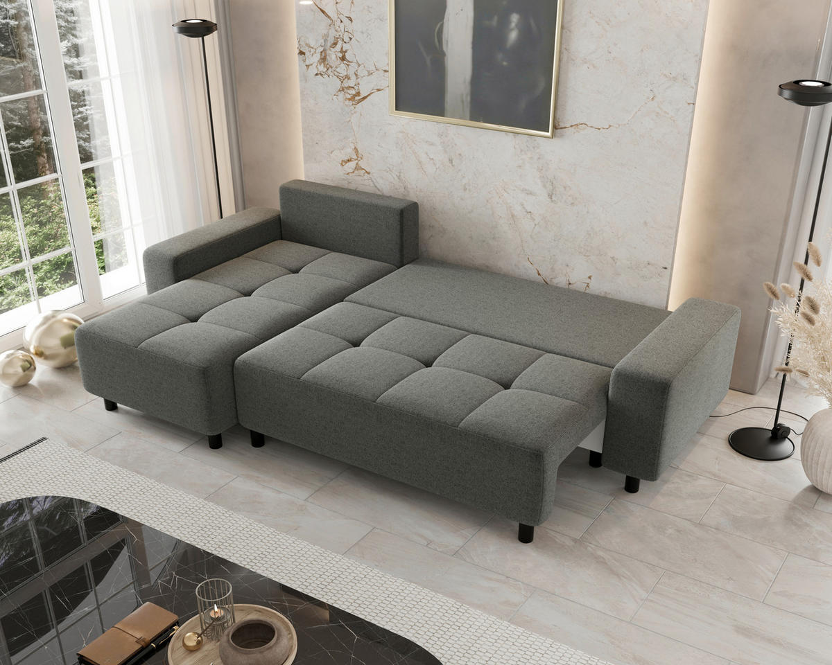 ECKSOFA  in Jacquard Dunkelgrau  - Dunkelgrau/Schwarz, MODERN, Kunststoff/Textil (144/246cm) - Carryhome