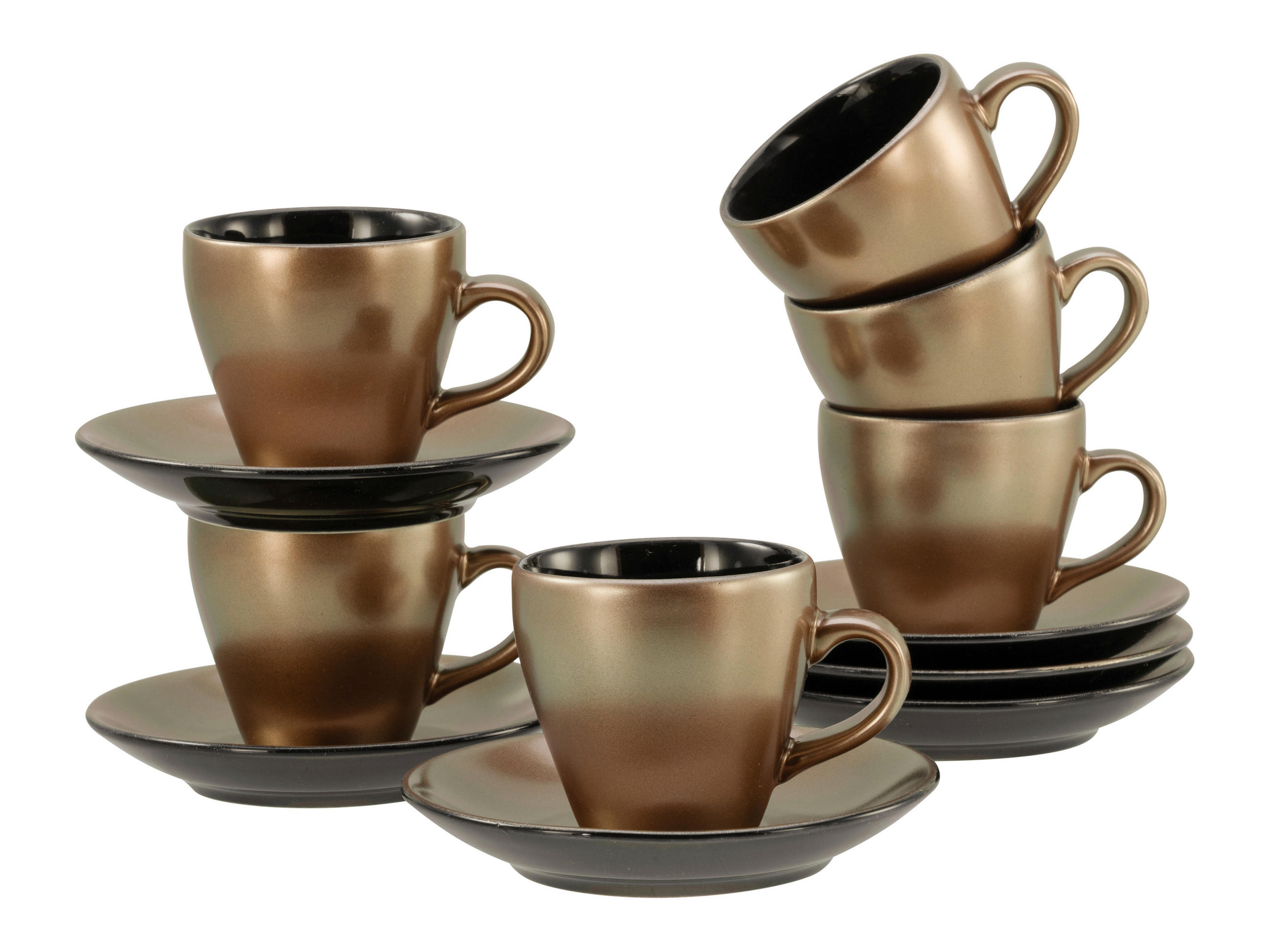 ESPRESSOTASSE MIT UNTERTASSE Golden Days Schwarz 100 ml  - Goldfarben/Schwarz, Basics, Keramik - Creatable