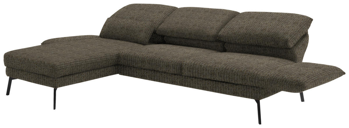 ECKSOFA in Flachgewebe Braun  175/277 cm  - Schwarz/Braun, Design, Textil/Metall (175/277cm) - Schöner Wohnen