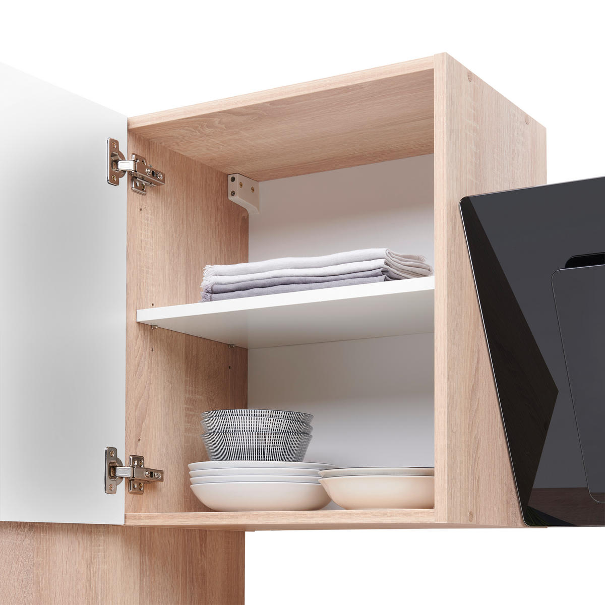 KÜCHENBLOCK 310 cm   in Weiss, Eichefarben  - Weiss/Eichefarben, Basics, Holzwerkstoff (310cm) - Respekta