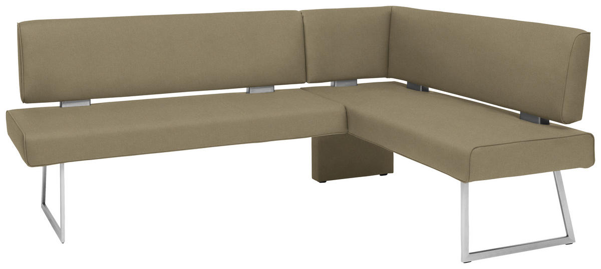 ECKBANK 208/160 cm  in Grün, Edelstahlfarben  - Edelstahlfarben/Grün, Design, Textil/Metall (208/160cm) - Dieter Knoll