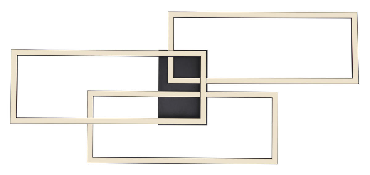 LED-DECKENLEUCHTE 90/40/8 cm   - Opal/Schwarz, Design, Kunststoff/Metall (90/40/8cm) - Globo