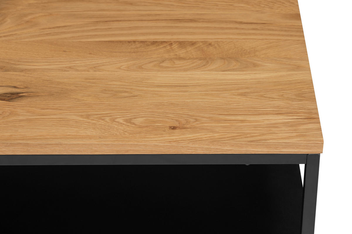 KONFERENČNÍ STOLEK, přírodní barvy, černá, dřevo, kov, 105/65/45,5 cm - černá/přírodní barvy, Design, kov/dřevo (105/65/45,5cm) - MID.YOU